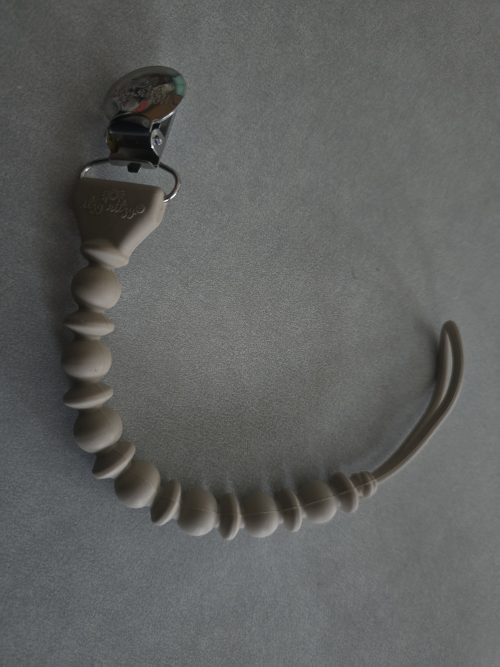 Neutral Taupe Beaded Silicone Pacifier Clip